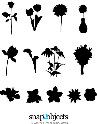 in love silhouette. 13 vector flower silhouette